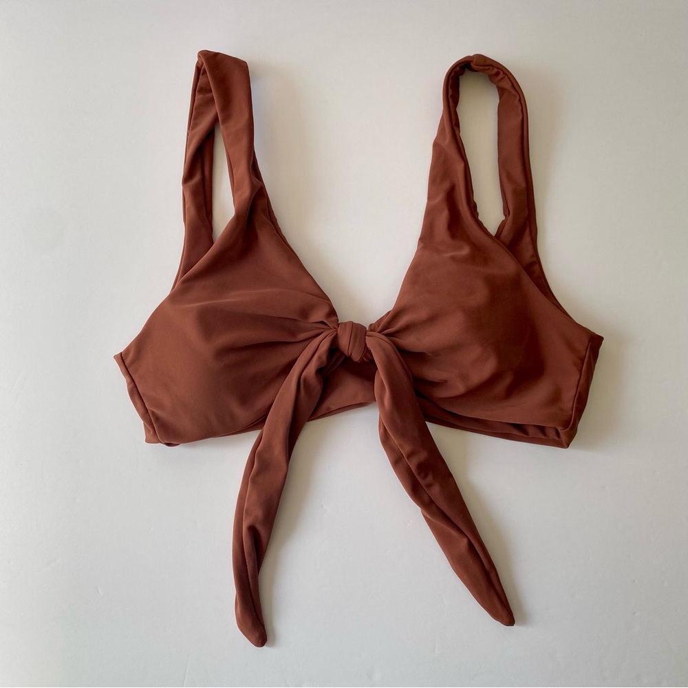 Zaful Bikini Top Tie-Front rust size small